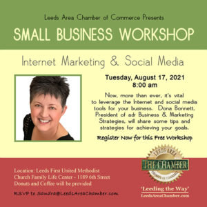 adr Business & Marketing Strategies is pleased to announce an Internet Marketing & Social Media workshop scheduled for Leeds Area Chamber of Commerce